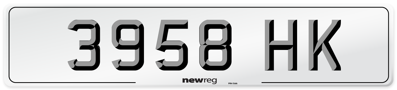 3958 HK Number Plate from New Reg
